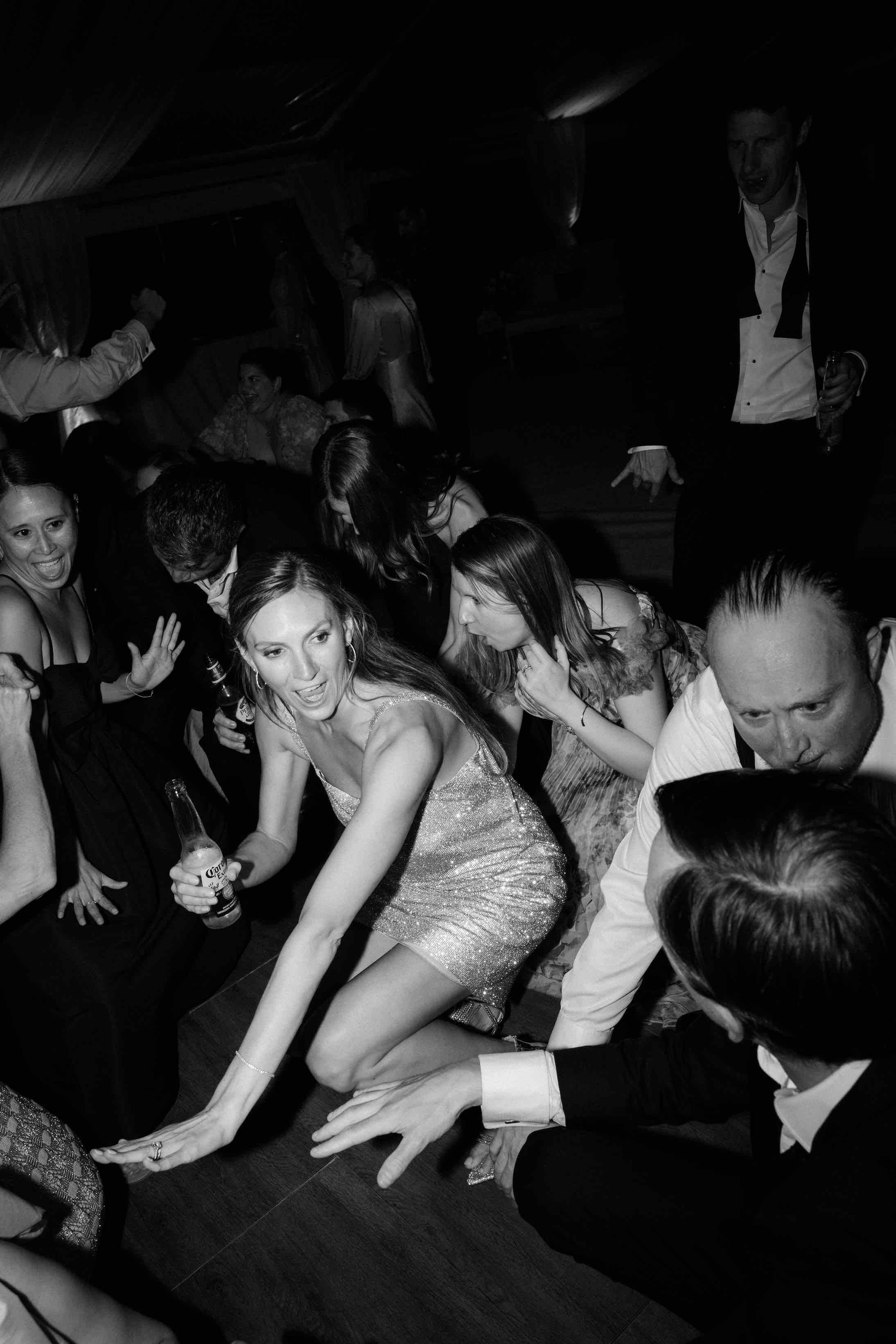 Katie & Cal's wedding - bride and friends getting down