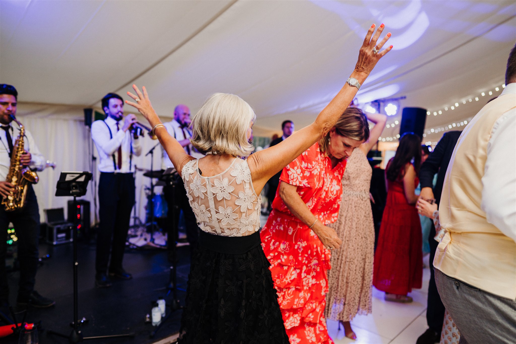 Milla and Harry's wedding - crowd dancing to a live band