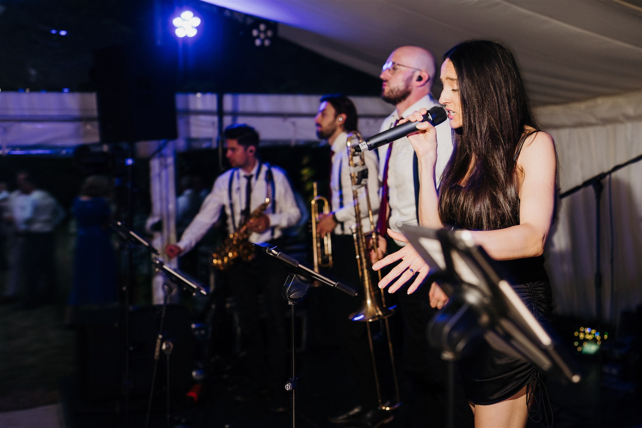 Milla and Harry's wedding - more of the 9 piece band on sstage