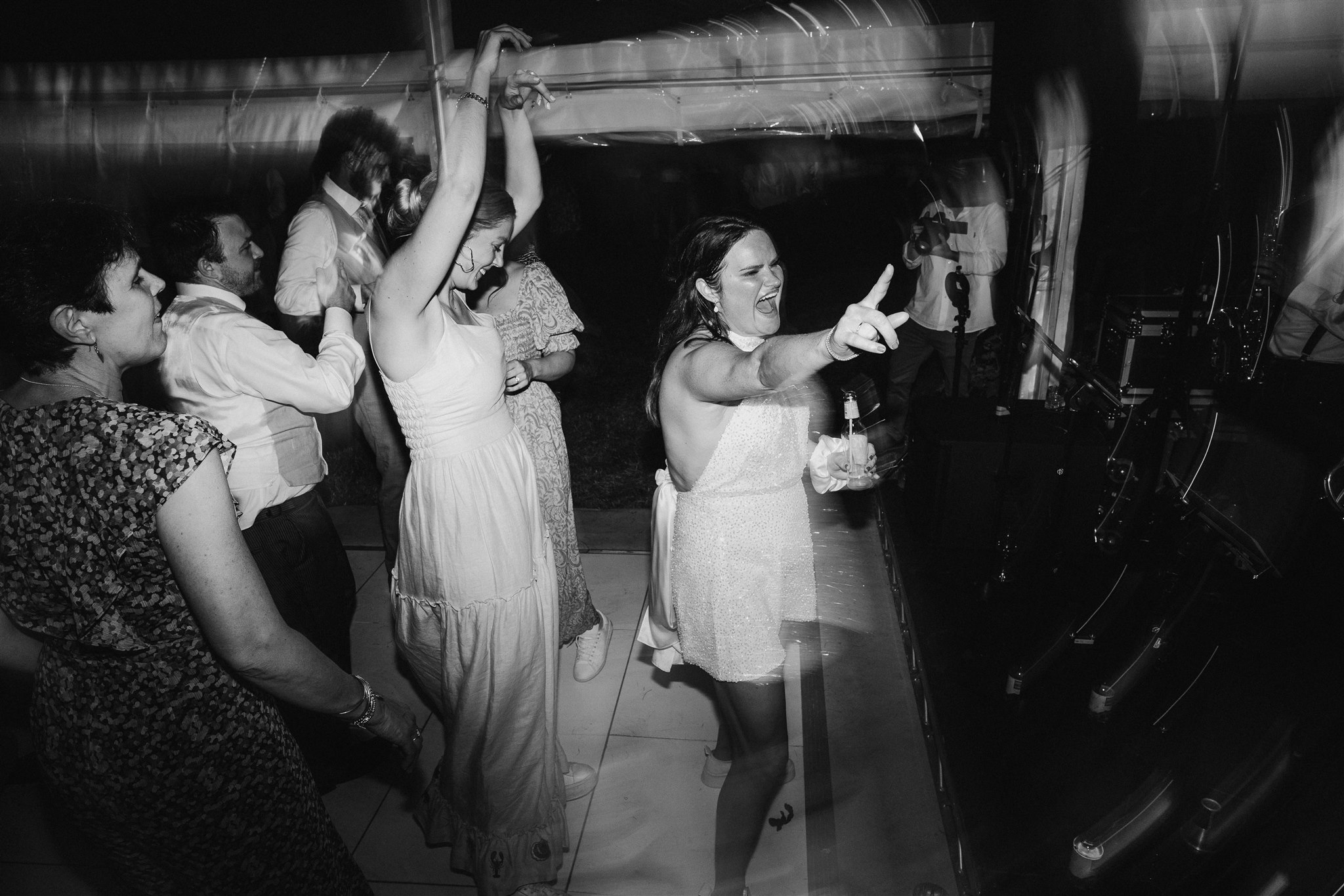 Milla and Harry's wedding - bride and friends having fun