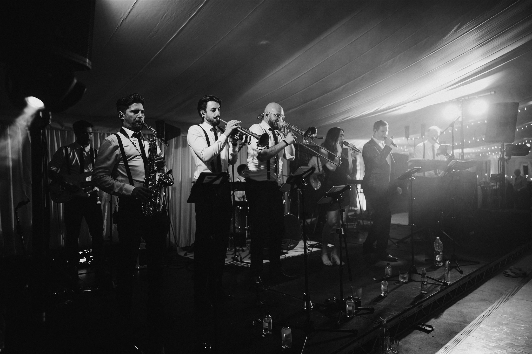 Milla and Harry's wedding - 9 piece band on stage